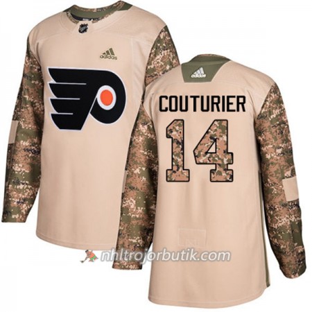 Män Ishockey Philadelphia Flyers Tröja Sean Couturier 14 Adidas 2017-2018 Camo Veterans Day Practice Authentic